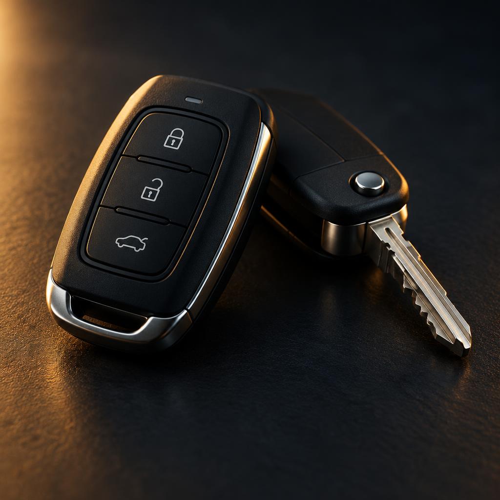 Modern car smart key and flip key photographed at a computerised key maker near JNU, New Delhi